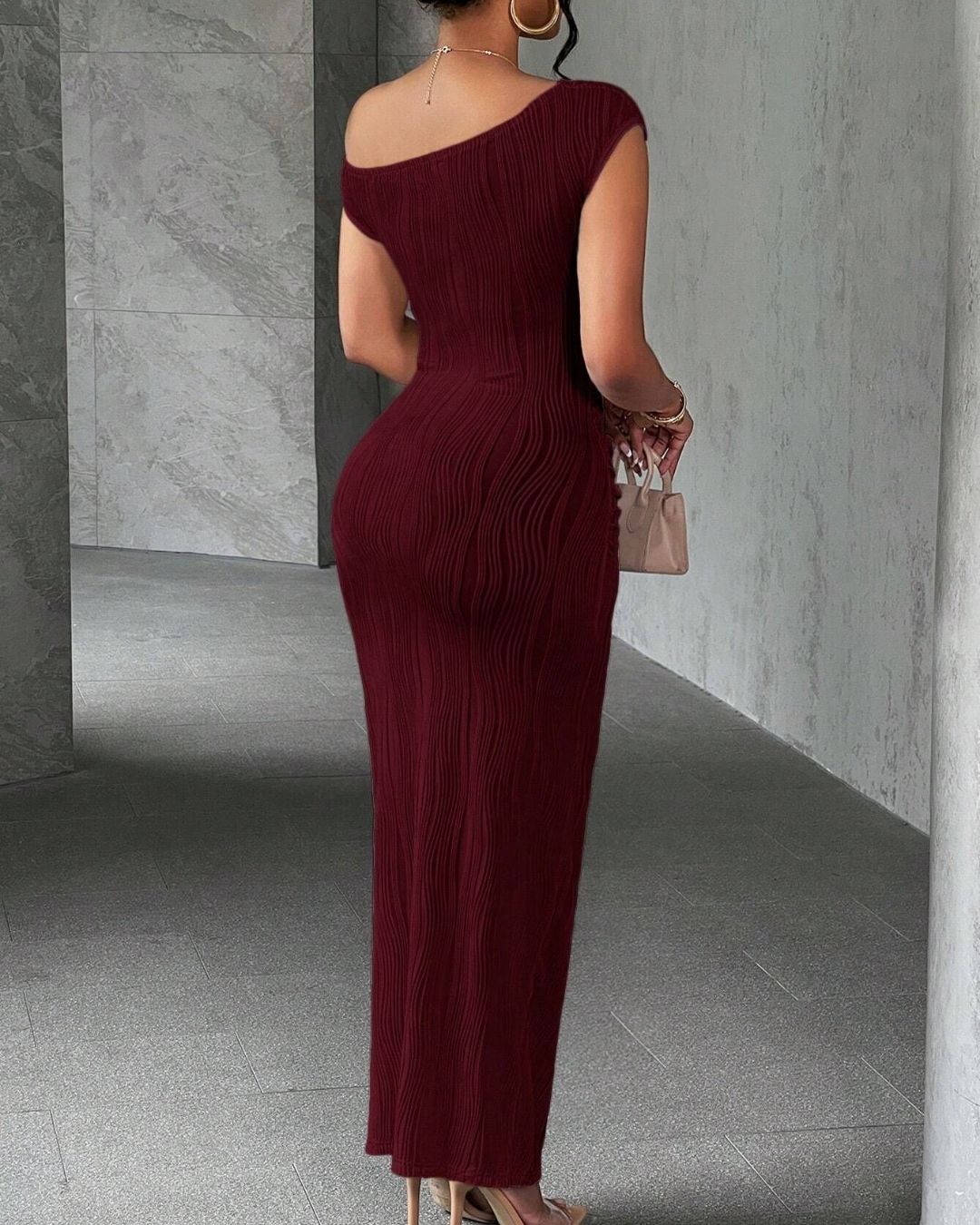 Camillia Long Bodycon Dress Off-Shoulder Dress