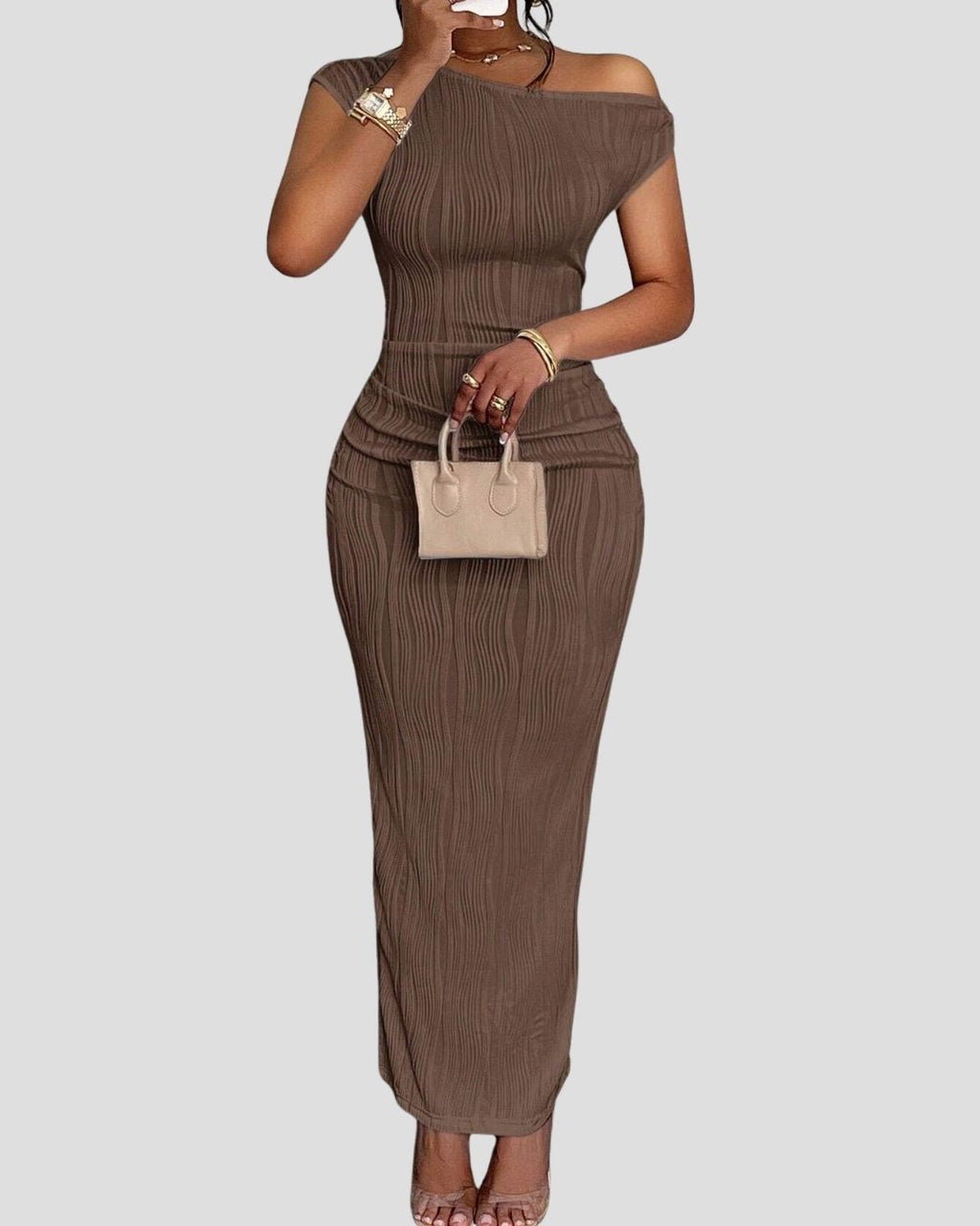 Camillia Long Bodycon Dress Off-Shoulder Dress