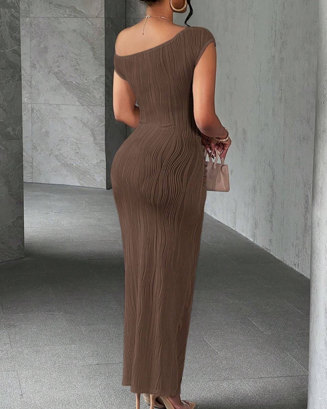 Camillia Long Bodycon Dress Off-Shoulder Dress