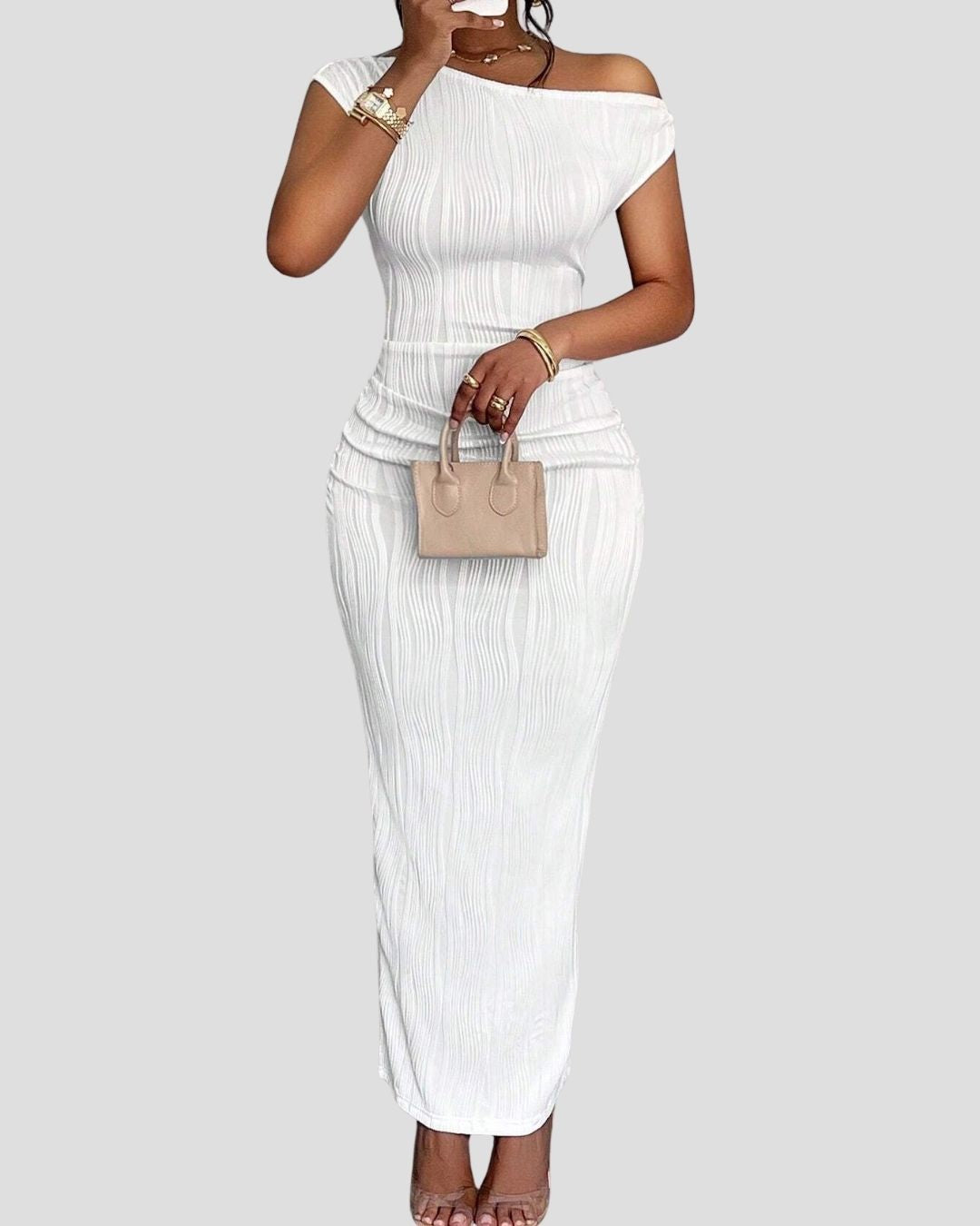 Camillia Long Bodycon Dress Off-Shoulder Dress