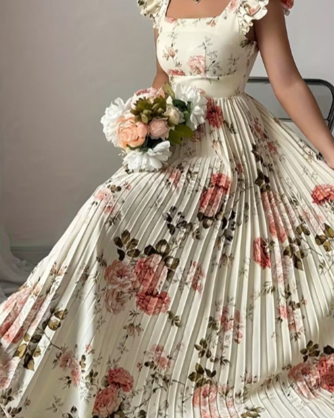 Robe Longue Plissée Matilda Motif fleuri