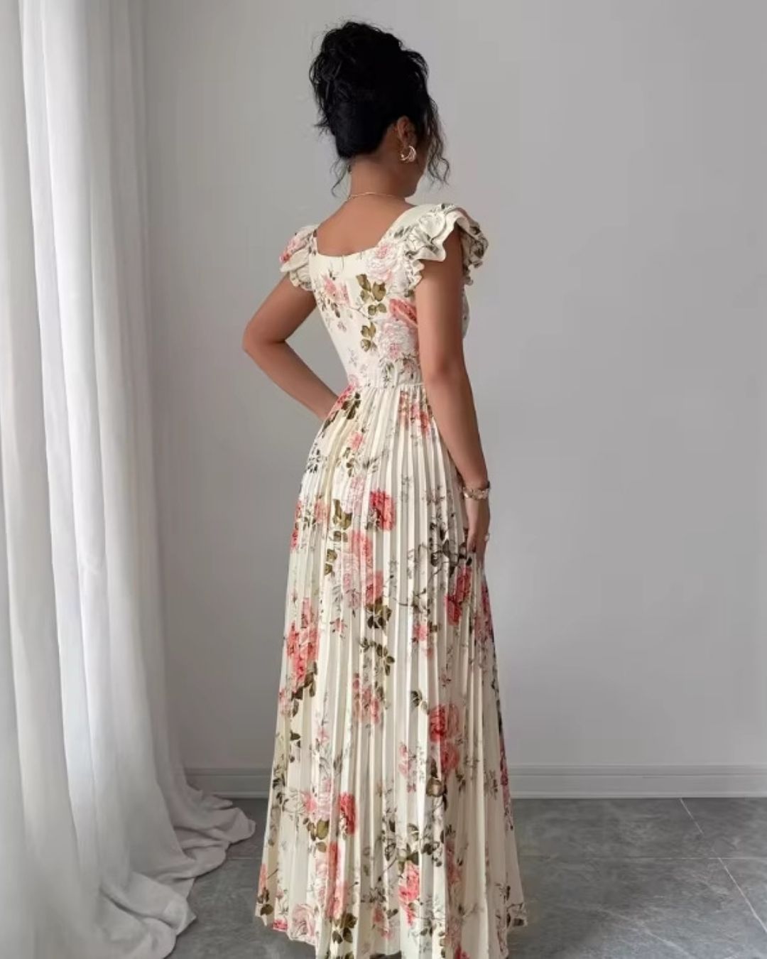 Robe Longue Plissée Matilda Motif fleuri