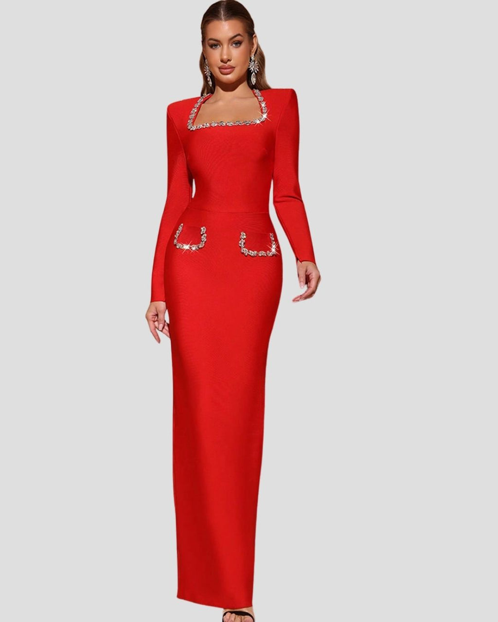 Scarlette Long Bodycon Dress with Elegant Details