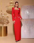 Scarlette Long Bodycon Dress with Elegant Details