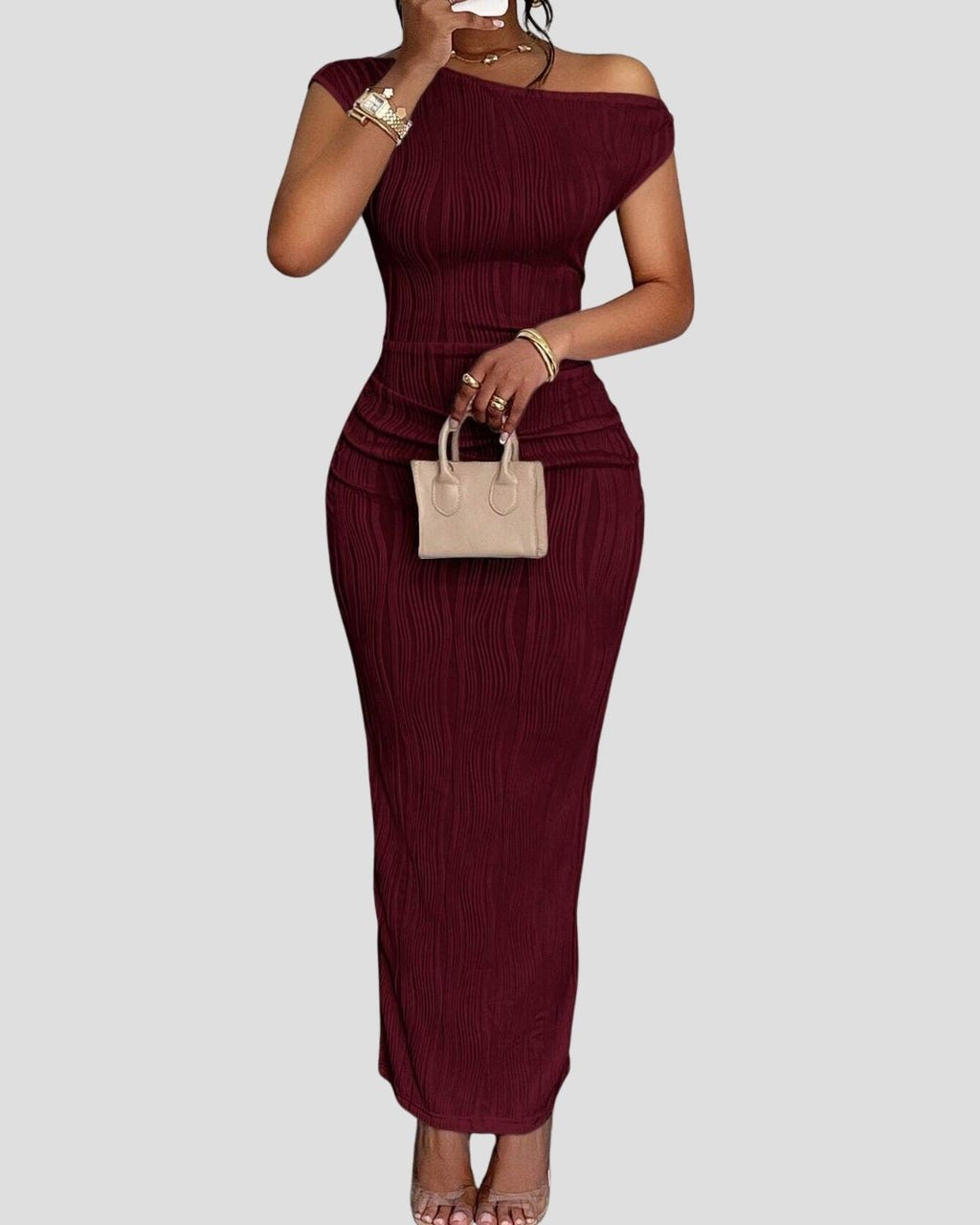 Camillia Long Bodycon Dress Off-Shoulder Dress
