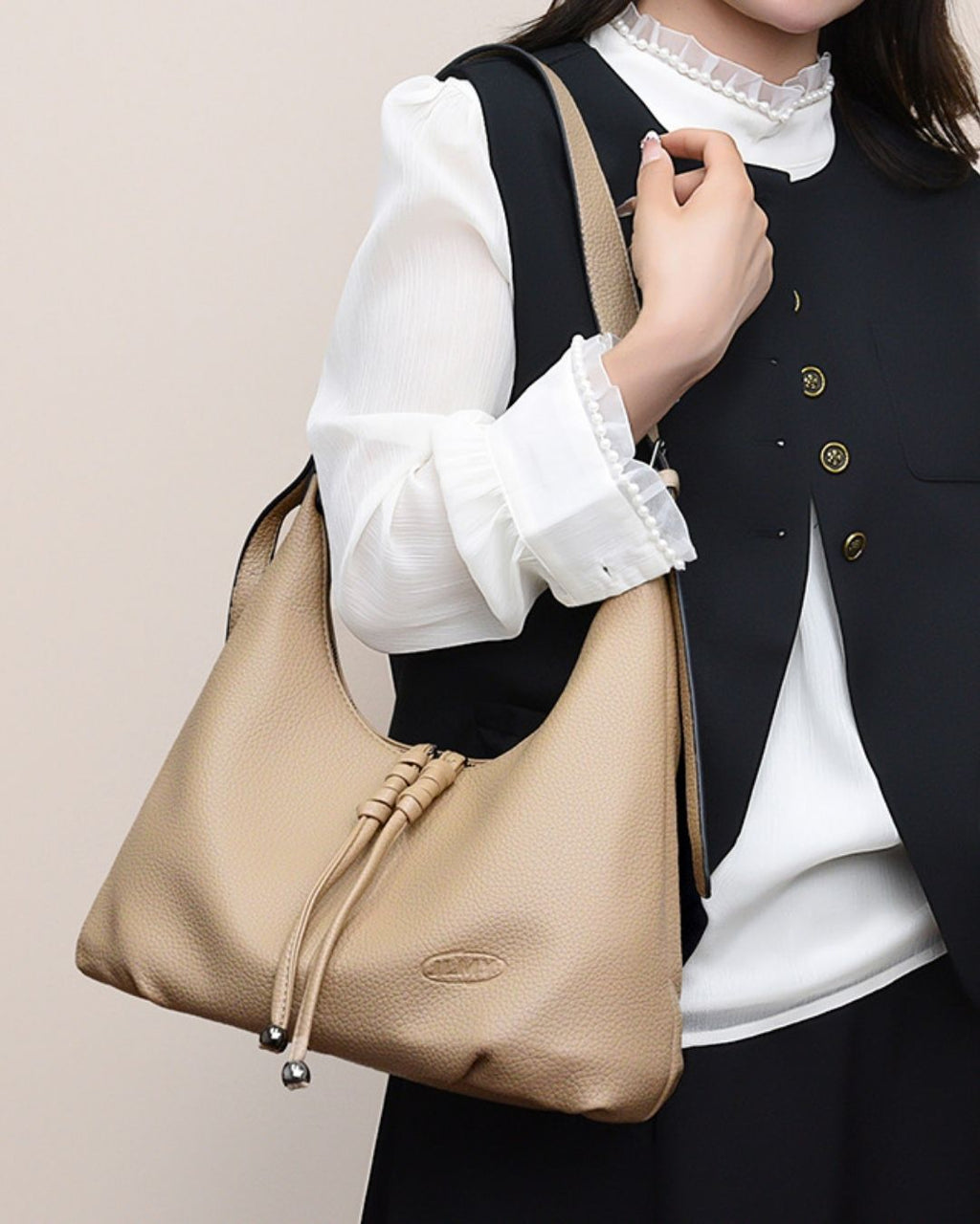 Velvet Leather Hobo Bag
